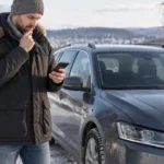 Kierowca sprawdzający wartość swojego samochodu